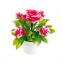 Generic Potted Plant Lifelike Artificial Plastic Simulation Flowers Pot For Home-Red