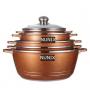Nunix Ceramic Non Stick Stockpot Set 5Pcs Brown