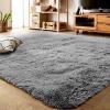 Fashion Soft Grey Fluffy Carpets Area Non-slip Rugs Floor Mat