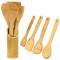 Generic Bamboo Wooden Cooking/Serving Spoon Set 4 Pcs + 1 Holder