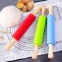 Generic Silicone Rolling Pin Wooden Handle