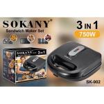 Sokany 3 In 1 Sandwich Maker & Toaster -750W