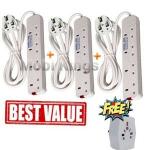 Power King Extension Power Cable 3x 4 Way And Gift
