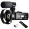 Generic 4K Digital Camcorder Camera Video Camera Wifi Vlogging Camera HD Touch-Screen Camera With Microphone And Remote Control Black