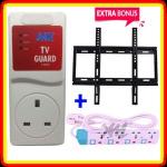 MK TV Guard + 4 Way Power Extension Cable + TV  Wall Mount Bracket 26"- 65"
