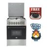 MIKA MST6031HI/TRL Standing Cooker, 58cm x 58cm, 3 Gas Burner + 1 Electric Plate, Half Inox