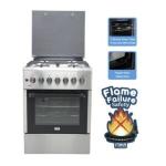 MIKA MST624HI/TS6W Standing Cooker, 60cm X 60cm, 4 Gas, Electric Oven, Half Inox