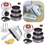 Scarlet 3 Pieces Baking Set Tins And Electric Hand Mixer