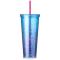 Miniso Large Capacity Gradient Color Plastic Water Bottle With Straw  - 720mL - Blue