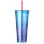 Miniso Large Capacity Gradient Color Plastic Water Bottle With Straw  - 720mL - Blue
