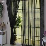 Generic Lightweight Gauzy Valances Door Window Curtain Drape-Black