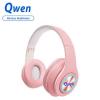 Qwen Bluetooth Headphones 5.0 Wireless Earphones LED Light Foldable-Pink