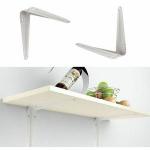 Generic 2pcs Wall Metal Shelf Bracket Standards Decorative Iron White Wall Mounted Hanging Support  Corner Angle