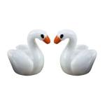 Generic 2Pcs Couple Lovers Swan Miniature Crafts Garden Decorations-