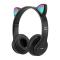 Generic P47 Headphone Bluetooth 5.0 Luminous Cat Ear Shape Wireless Headset For Travel-Black