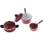Generic 3pcs Metal Spotted Pan Model Cookware Dollhouse Miniature Kitchen DIY