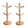 Generic 2 Pcs Wood Mug Rack Tree,Coffee Cup Holder with 6 Hooks,Coffee Mug Stand for Kitchen Counter,Tea Cups Holder,Cup Dryer