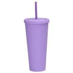 Generic 24oz Double-layer Plastic Solid Color Coffee Cup