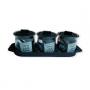 Generic 3Pcs Glass Sugar Dish 250ml With Tray