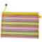 Generic Zip up Nylon Mesh Multicolor Stripes A4 Paper Documents Pen File Bag Folder
