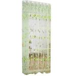 Generic Romantic Floral Tulle Voile Room Divider Door Window-Green