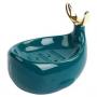 Generic Whale Shaped Ceramic Soap Dish with Drain Bar Ceramic Soap Box Bathroom Shower Fishtail Ring Frame Soap Box Green