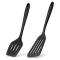 Generic 2 Pcs Silicone Slotted Fish Turner Spatula,Flipper Spatulas for Non Stick Cookware Baking,Cooking,Heat Resistant,Black