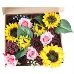 Generic Artificial Flower Box Wedding Party Birthday Fake Flower Gift Box DIY Home Bouquet Flower Head with Rod B