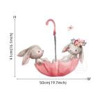 Generic Cartoon Pink Umbrella Butterfly Bunny In Love Wall Stickers