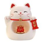 Generic Japanese Resin Lucky Cat Figurines Maneki Neko Home Decoration Ornaments Business Gift Fortune Cat Night Light,A