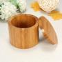 Generic 3 X Natural Bamboo Round Salt Box Jar Modern Kitchen Storag