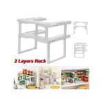 Generic 2 Layers Kitchen Cabinet Cupboard Organizer Adjustable White
