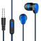 Generic Earphone With Mic Dual Moving Coil 3.5mm In-ear Wired Sports Headphone For Smart Phone-Blue