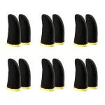 Generic 18-Pin Carbon Fiber Finger Sleeves for PUBG Mobile Games Contact Screen Finger Sleeves Black & Yellow12 Pcs