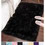 JIBAO Fluffy Bedside Carpet - Black