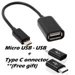 Generic Micro USB Type B Adapter OTG Cable +GIFT Connector