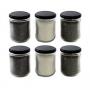 Generic 6 Glass Jars With Rust Proof Air Tight Black Metal Lids