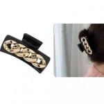 Fashion Gold Chain Black Hair Styling Clip Claw Barrette