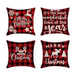 Generic 4Pcs Christmas Pillowcase Cozy Santa Square Home Decor Linen Pillow Cases Cushion Covers for Sofa Car Gift 45X45cm B