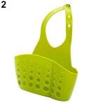 Generic Sink Sponge Holder 2 Bags Holes Tap Hanging Strainer-Green