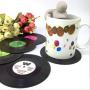 Sunsky 6 PCS/Set Retro Black Vinyl CD Record Drink Coasters Home Table Cup Mat Decor  Drink Placemat Tableware Spinning, Diameter: 10.7cm