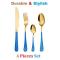 Generic Dinnerware Silverware Cutlery Spoon Fork 4 Pcs Set Blue