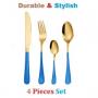 Generic Dinnerware Silverware Cutlery Spoon Fork 4 Pcs Set Blue