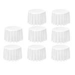 Generic 8 Pack Round Tablecloth, 84 Inch White Disposable Table Covers PEVA Waterproof Plastic Round Tablecloths White