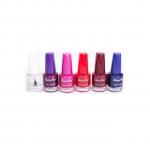 Charm Max Set Of Six Assorted Nail Polish Plus Free Clear Pouch