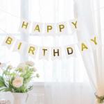 Generic Happy Birthday Letter Banner - White & Gold