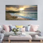 Generic Beach Canvas Print Ocean Wave Sunset Sea Painting No Frame