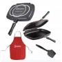 Dessini Double Pan /Meat Grill Non Stick 36cm - Black