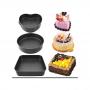 Generic 3pcs Non Stick Cake Tray Mould Into Round, Heart, Square Set