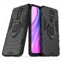 Generic XIAOMI REDMI 9 Heavy Duty Armor Hard Back Cover With 360 Degree Rotatory Ring Stand - BLACK